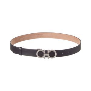 Salvatore Ferragamo Gancini Adjustable Leather Belt, Black